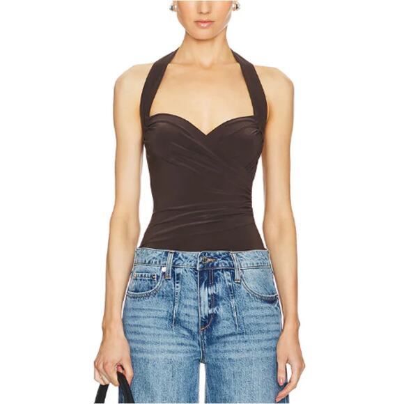 Norma Kamali Tops - New Norma Kamali Women's Chocolate Stunning Cayla Bodysuit Size Small /36